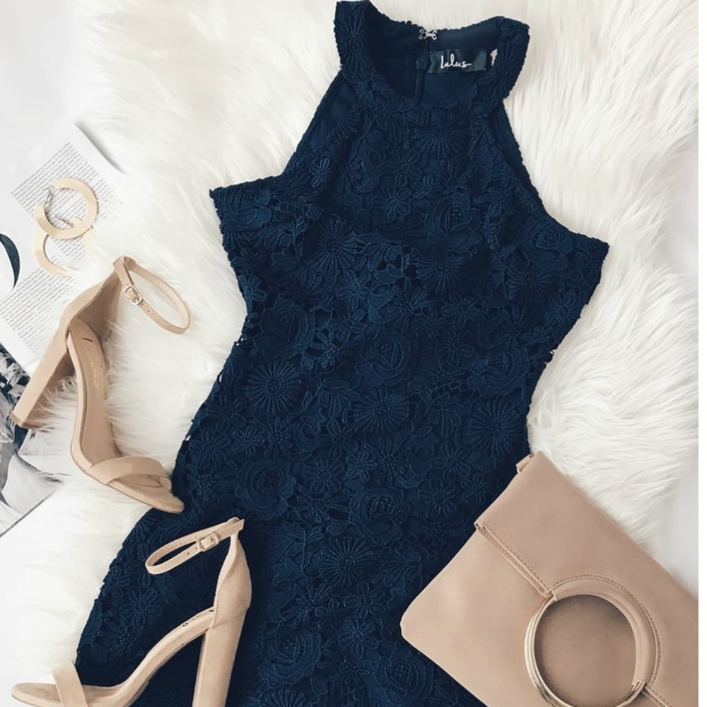 Lulu’s Love Poem Navy Blue Lace Dress
